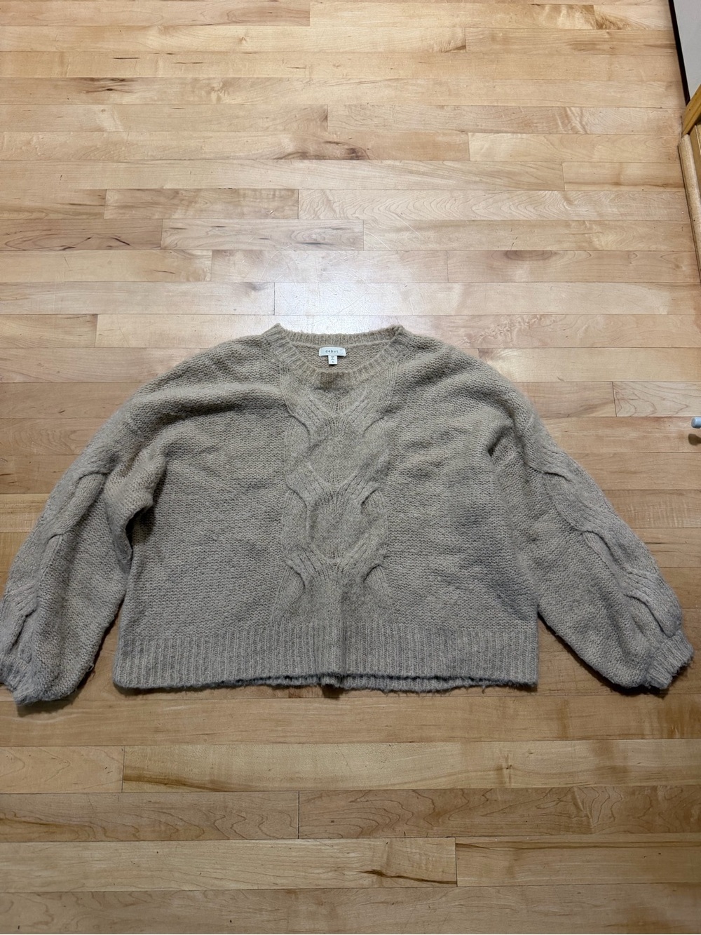 debut Neutral Cable Crewneck Sweater - Taupe